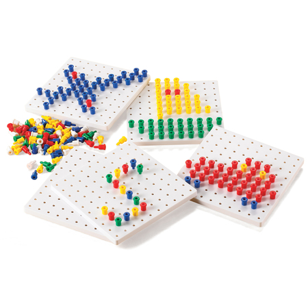 LEARNING ADVANTAGE Pegs and Peg Board Set, 5 Boards, 1000 Pegs 39470